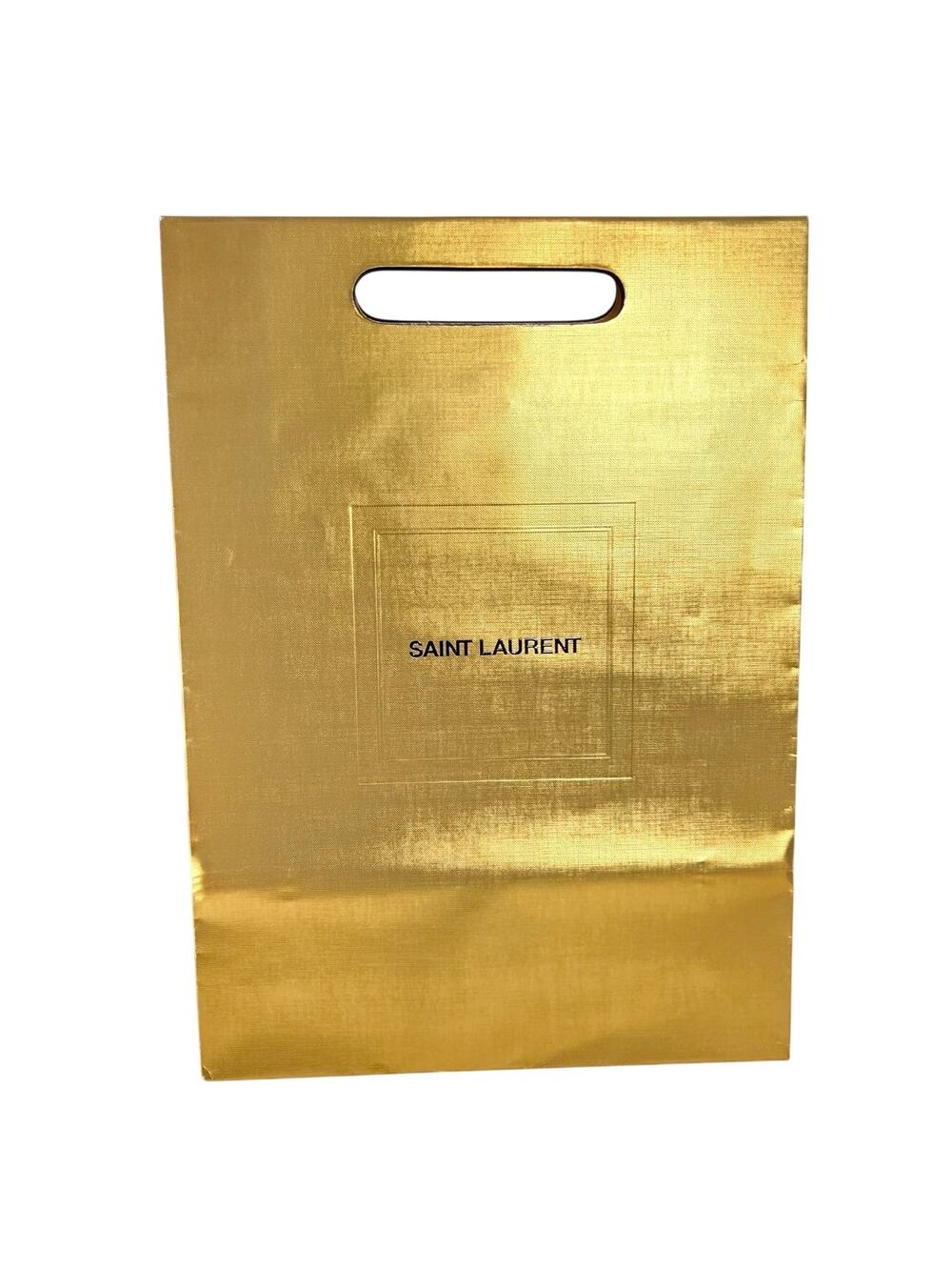Luxury Authentic Yves Saint Laurent Metallic Gold Large Premium Holiday Gift Bag